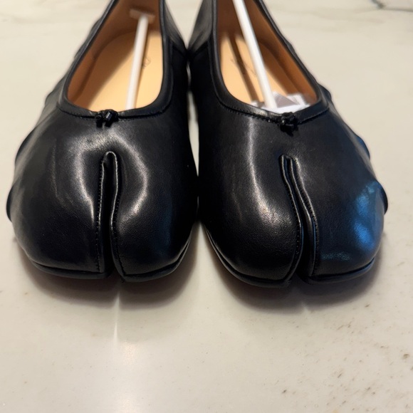 WoodchuckSato Black Leather Split-Toe Tabi Fold Ballerina Ballet Flats - Picture 6 of 12